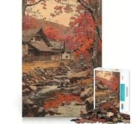 Puzzle da 1000 pezzi per adulti,paesaggio autunnale con casa e ruscello,taglio preciso,gioco di logica,divertimento per il tempo libero,compleanno,gioco artistico (38x26cm)