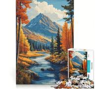 Puzzle da 1000 pezzi per adulti, paesaggio autunnale con montagna e fiume, gioco impossibile, ideale per passare il tempo durante le vacanze, regalo di compleanno o di viaggio, 38x52cm