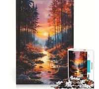 Puzzle da 1000 pezzi per adulti, paesaggio autunnale con tramonto nella foresta, gioco impossibile, ideale per passare il tempo durante le vacanze, regalo di compleanno, regalo di viaggio, 38x26cm