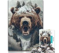 Puzzle da 1000 pezzi per adulti, paesaggio con orso bruno nella foresta, aiuta il cervello a esercitare i giocattoli avvincenti per coltivare la pazienza, collezione di artisti, belle arti (75x50cm)