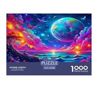 Puzzle da 1000 pezzi per adulti, paesaggio cosmico colorato e vibrante del lago lunare, bellissimo puzzle decorativo, regalo divertente, 52x38 cm/1000 pezzi