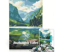 Puzzle da 1000 pezzi per adulti paesaggio della valle di Jiuzhaigou Cina gioco impossibile analisi e logica per rafforzare l'amore tra le coppie 50x75cm