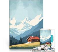 Puzzle da 1000 pezzi per adulti Paesaggio di baita di montagna delle Alpi svizzere Difficile Duro con poster abbinato e foglio di quiz 70x100cm