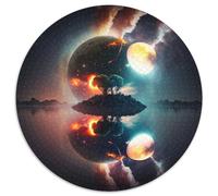 Puzzle da 1000 pezzi per adulti, paesaggio di pianeti alieni, puzzle rotondi da 1000 pezzi per adulti, rompicapo e decorazione per la casa, regalo perfetto per le feste, 67,5x67,5 cm