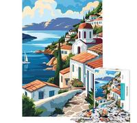 Puzzle da 1000 pezzi per adulti paesaggio di un'isola greca gioco educativo sfida per l'intelligenza giocattolo avvincente regalo divertente attività per tutta la famiglia (dimensioni 50x75cm)
