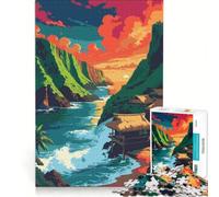 Puzzle da 1000 pezzi per adulti paesaggio di un'isola tropicale con capanne di paglia gioco impossibile ideale per passare il tempo durante le vacanze regalo di compleanno regalo di viaggio 38x26cm
