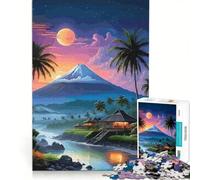 Puzzle da 1000 pezzi per adulti paesaggio di un'isola tropicale con montagne e luna gioco educativo sfida impegnativa per rafforzare l'amore tra le coppie 50x75cm