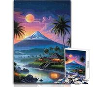 Puzzle da 1000 pezzi per adulti Paesaggio di un'isola tropicale con montagne e luna Goditi un dolce relax e svago Vestibilità stabile Taglio preciso Dimensioni del giocattolo: 38x26cm
