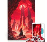 Puzzle da 1000 pezzi per adulti paesaggio fantasy con lava rossa e guerriero gioco rilassante decorazione per la casa ideale come regalo per tutta la famiglia 38x52cm