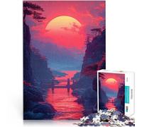 Puzzle da 1000 pezzi per adulti Paesaggio giapponese al tramonto Allena il tuo cervello e le tue mani Lista dei desideri con Babbo Natale 52x38cm