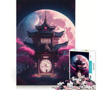 Puzzle da 1000 pezzi per adulti, paesaggio giapponese con luna, gioco rompicapo, decorazione perfetta, compleanno e Natale 50x75cm