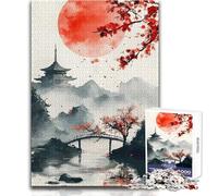 Puzzle da 1000 pezzi per adulti Paesaggio giapponese con pagoda e ponte Goditi un dolce relax e svago Vestibilità stabile, taglio preciso Dimensioni del giocattolo: 38x52cm
