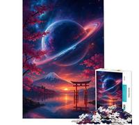 Puzzle da 1000 pezzi per adulti paesaggio giapponese con pianeta e porta torii gioco interattivo per adulti decorazione murale sfida educativa (dimensioni 38x26cm)
