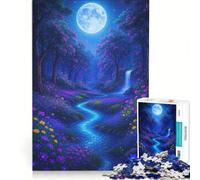 Puzzle da 1000 pezzi per adulti, paesaggio incantato con fiume al chiaro di luna, gioco impossibile, attività divertenti da fare in casa, regalo di Natale o compleanno 38x26cm