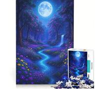 Puzzle da 1000 pezzi per adulti, paesaggio incantato con fiume al chiaro di luna, gioco impossibile, attività divertente da fare in casa, regalo di Natale o compleanno 38x52cm