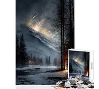 Puzzle da 1000 pezzi per adulti Paesaggio invernale con cabina e meteora Decorazione per la casa Giocattoli Regali di compleanno Gioco pratico Adatto per la decorazione della scrivania 50x75cm