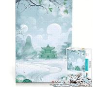 Puzzle da 1000 pezzi per adulti, paesaggio invernale con tempio cinese, gioco rompicapo, assemblaggio di motivi, per rafforzare l'amore tra le coppie 50x75cm