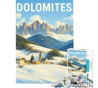 Puzzle da 1000 pezzi per adulti paesaggio invernale delle Dolomiti gioco educativo e stimolante regalo di compleanno per tutta la famiglia (dimensioni 38x26cm)