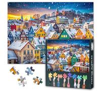Puzzle da 1000 pezzi per adulti paesaggio invernale - puzzle 1000 pezzi arte della neve, puzzle difficile e stimolante città colorata (27,5 x 19,7 pollici), serata di gioco per famiglie e decorazioni