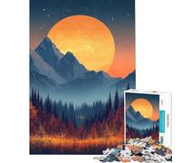 Puzzle da 1000 pezzi per adulti paesaggio montano con luna piena gioco rompicapo ideale per le vacanze a casa per passare il tempo regalo di compleanno (dimensioni 38x52cm)