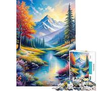 Puzzle da 1000 pezzi per adulti paesaggio montano e fluviale giocattolo antistress per adulti ideale per rilassarsi a casa per passare il tempo e per allenare la mente (dimensioni 38x52cm)