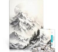 Puzzle da 1000 pezzi per adulti Paesaggio montano innevato Allena il tuo cervello e le tue mani perché è ideale come regalo per tutta la famiglia 75x50cm