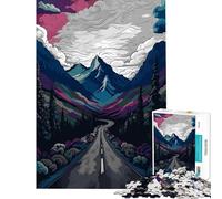 Puzzle da 1000 pezzi per adulti paesaggio montano strada arte digitale giochi rilassanti giocattoli educativi regali per il Secret Santa attività per la famiglia (dimensioni 50x75cm)