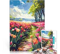 Puzzle da 1000 pezzi per adulti Paesaggio olandese del campo di tulipani Gioco intellettuale Giocattoli per la decorazione della casa 52x38cm