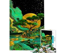 Puzzle da 1000 pezzi per adulti paesaggio onirico con bonsai al chiaro di luna dorata gioco di puzzle decorazione da parete un'opera d'arte ideale come regalo per tutta la famiglia (50x75cm)