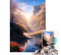 Puzzle da 1000 pezzi per adulti paesaggio onirico con fiume di papaveri gioco educativo giocattolo educativo ottimo regalo vacanza a casa per passare il tempo (dimensioni 38x52cm)