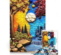 Puzzle da 1000 pezzi per adulti paesaggio surreale con cascata e città gioco impossibile rilassante e stimolante per la mente adatto come decorazione da scrivania 50x75cm