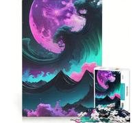 Puzzle da 1000 pezzi per adulti paesaggio surreale con luna e onde gioco per famiglie allena la mente e la manualità ideale come regalo per tutta la famiglia 50x75cm