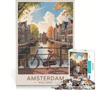 Puzzle da 1000 pezzi per adulti, paesaggio urbano con canali di Amsterdam, gioco impossibile, divertente attività da fare in casa, adatto come decorazione da scrivania 38x26cm
