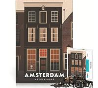 Puzzle da 1000 pezzi per adulti,paesaggio urbano di Amsterdam,bordi sottili,gioco creativo,divertente e rilassante,ideale come regalo di compleanno o per hobby (38x26cm)
