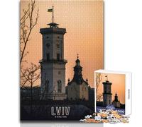 Puzzle da 1000 pezzi per adulti, paesaggio urbano di Leopoli, Ucraina, bellissimo design, gioco difficile, sfida, ottimo regalo, dimensioni 38x26cm