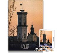 Puzzle da 1000 pezzi per adulti, paesaggio urbano di Leopoli, Ucraina, bellissimo design, gioco difficile, sfida, ottimo regalo, dimensioni 50x75cm