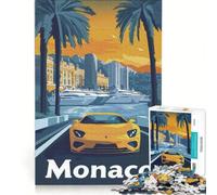 Puzzle da 1000 pezzi per adulti paesaggio urbano di Monaco con poster di auto sportive gioco interattivo gara di velocità manuale con pezzi ad incastro di forma casuale 38x26cm