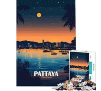 Puzzle da 1000 pezzi per adulti paesaggio urbano di Pattaya Thailandia di notte Gioco educativo e stimolante ideale per rilassarsi divertirsi e creare idee regalo originali (dimensioni 38x26cm)