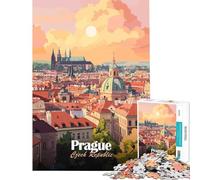 Puzzle da 1000 pezzi per adulti paesaggio urbano di Praga al tramonto gioco intellettuale gioco per famiglie adatto alle coppie ottimo regalo per gli amanti dei giochi (dimensioni 38x26cm)