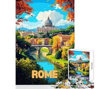 Puzzle da 1000 pezzi per adulti paesaggio urbano di Roma gioco divertente assemblaggio giocattolo decorazione da parete ideale come regalo (38x52cm)