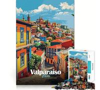 Puzzle da 1000 pezzi per adulti, paesaggio urbano di Valparaíso, Cile, con intagli precisi, gioco di concentrazione, regalo, gioco per il tempo libero, scena natalizia (50x75cm)