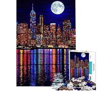 Puzzle da 1000 pezzi per adulti paesaggio urbano notturno con riflessi al chiaro di luna puzzle per ragazzi gioco per famiglie decorazione per la casa difficile e stimolante (dimensioni 38x26cm)