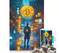 Puzzle da 1000 pezzi per adulti, paesaggio urbano virtuale Bitcoin, gioco rompicapo, assemblaggio di modelli, per rafforzare l'amore tra le coppie 50x75cm