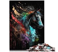 Puzzle da 1000 pezzi per adulti, paintsplash, cavallo, 10,27 x 14,96 pollici