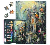 Puzzle da 1000 pezzi per adulti, palazzo dei sogni nella foresta, puzzle con uccelli, paesaggio mistico, puzzle da collezione, design colorato, 50,5 x 70,5 cm