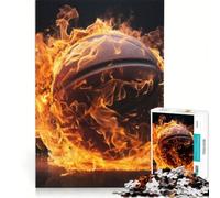 Puzzle da 1000 pezzi per adulti, pallone da basket in fiamme, gioco rompicapo, assemblaggio di modelli, per rafforzare l'amore tra le coppie 38x52cm