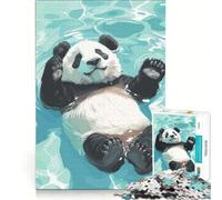 Puzzle da 1000 pezzi per adulti: Panda che galleggia nell'acqua Gioco divertente per genitori e figli Ogni pezzo è unico 50x75cm