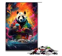 Puzzle da 1000 pezzi per adulti Panda che gioca a poker di Splatters Un sacco di colori spessi idee regalo per giocattoli educativi intellettuali decompressivi 75x50 cm