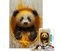 Puzzle da 1000 pezzi per adulti panda dipinto schizzi difficile e impegnativo giocattolo educativo per ragazzi dai 14 anni in su (38x52cm)
