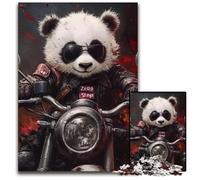 Puzzle da 1000 pezzi per adulti, Panda in sella a una motocicletta, giochi educativi, migliora l'amore tra coppie dai 14 anni in su, 26x38cm